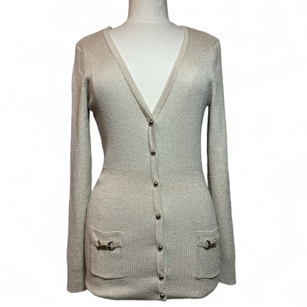White House Black Market Tall Metallic Cardigan